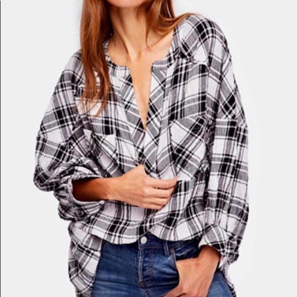 Free People Not Your Boyfriend’s Plaid Shirt NWT